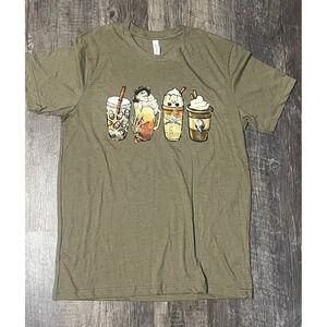 Halloween Horror Coffee Graphic Tee Ghostface Freddy Krueger Chucky Shirt Size L